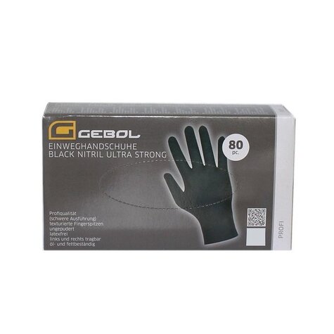GEBOL Jednorazové nitrilové rukavice čierne 80ks XL