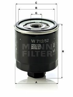 Olejový filter MANN FILTER W712/52